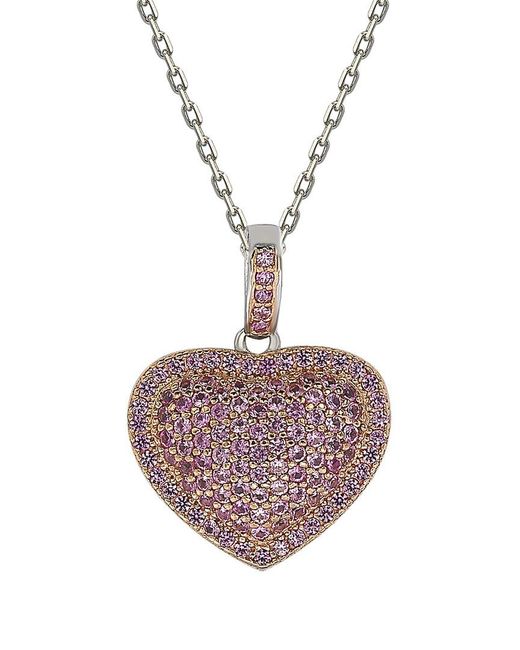 Suzy Levian Pink Silver 0.02 Ct. Tw. Diamond & Sapphire Pendant