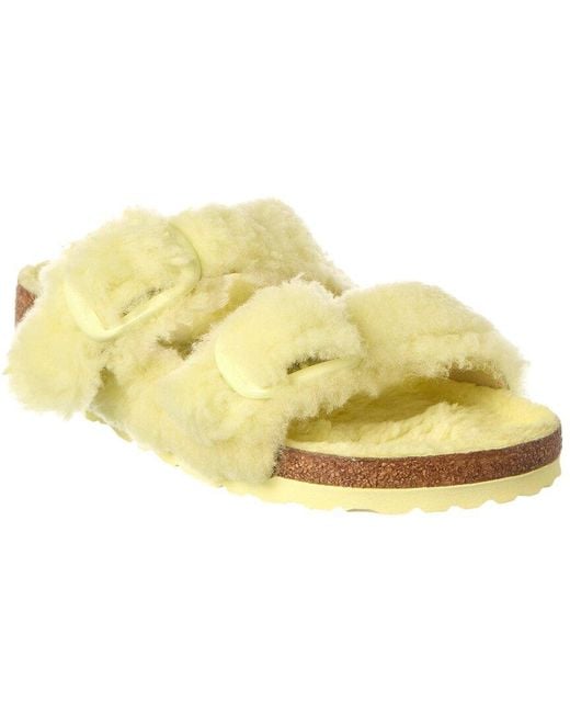 Birkenstock Yellow Arizona Big Buckle Narrow Shearling Sandal