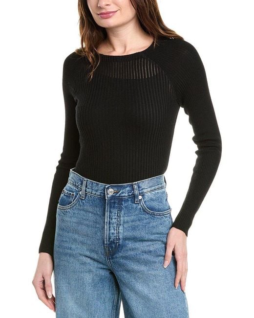 Rag & Bone Black Dorit Shadow Stripe Wool-Blend Sweater