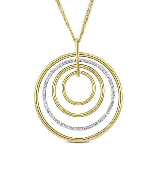 Diamond Select Cuts Metallic 14K Two-Tone 1.26 Ct. Tw. Diamond Circle Necklace (Authentic Pre-Owned)