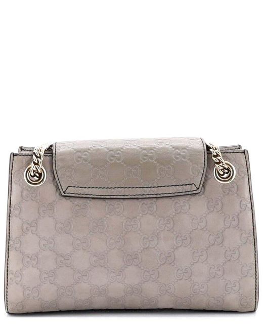 Gucci Gray Emily Chain Flap Shoulder Bag Ssima Leather Small (authentic Pre-loved)