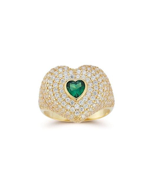 Sphera Milano Metallic 14k Over Silver Cz Bold Heart Signet Ring