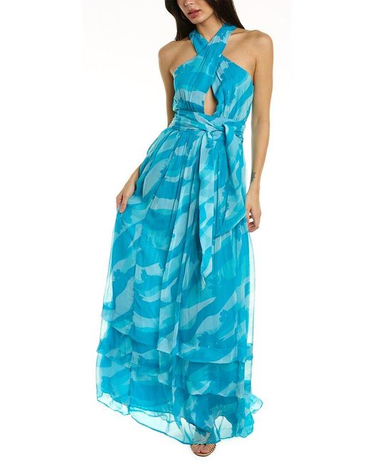 Ramy Brook Blue Printed Zoya Maxi Dress