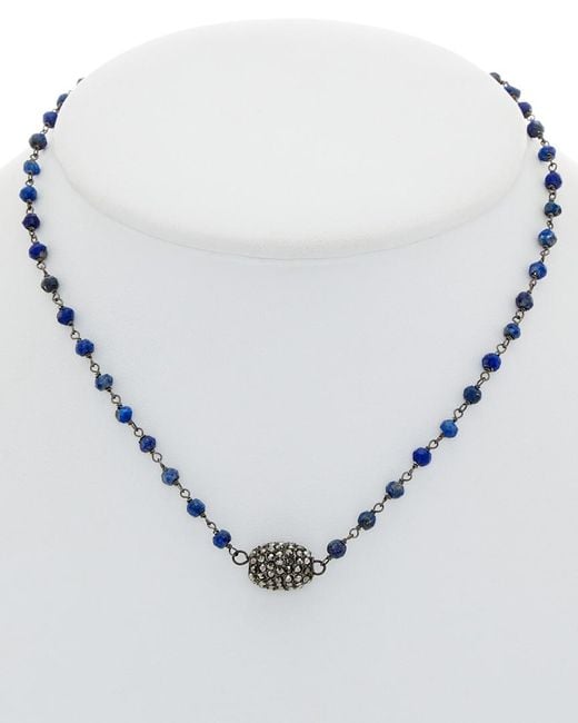 Rachel Reinhardt Jewelry White Silver Blue Lapis & Crystal Necklace