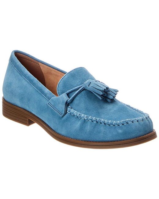 Cole Haan Blue Stassi Soft Tassel Suede Loafer