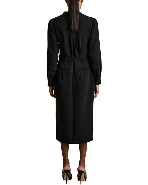 Reiss Black Isla Belted Shirtdress