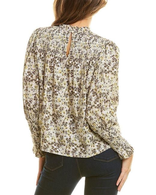 CELINA MOON Natural Smocked Blouse