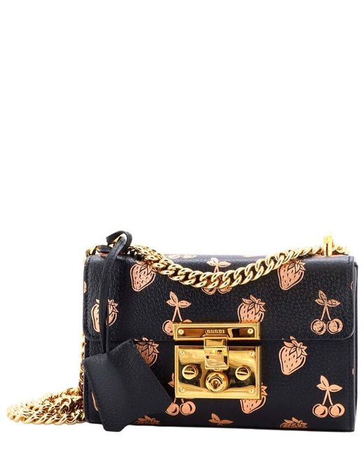 Gucci Black Printed Leather Padlock Shoulder Bag Small (authentic Pre-loved)