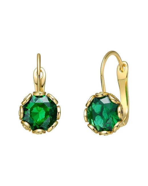 Rachel Glauber Green 14k Plated Cz Drop Earrings