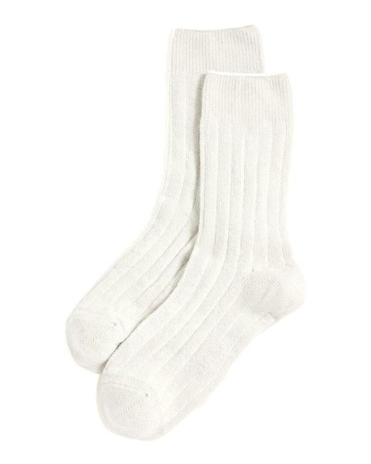 Stems White Lux Cashmere & Wool-blend Crew Sock