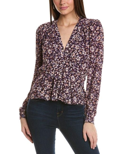 Isabel Marant Purple Etoile Eddy Silk-trim Blouse
