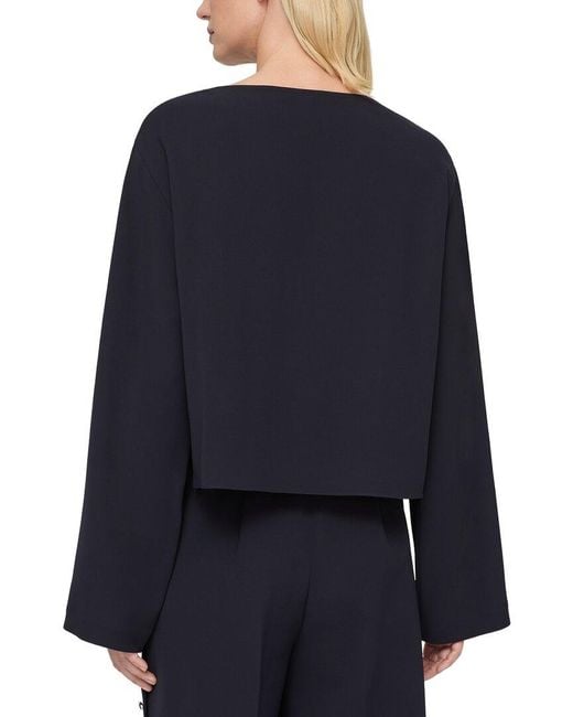 Lafayette 148 New York Blue Bateau Neck Blouse W