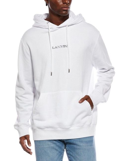 Lanvin Gray Embroidered Oversized Hoodie for men