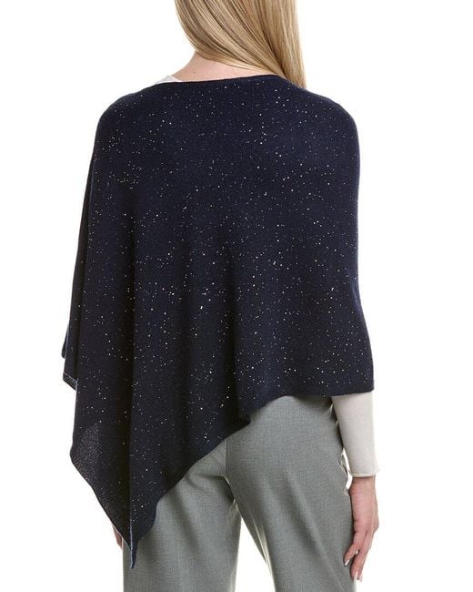 Sofiacashmere Blue Sofiacashmere Reverse Jersey Sequin Wool & Cashmere-Blend Poncho