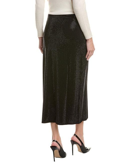 Leset Black James Crystal Wool Midi Skirt