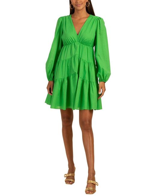 Trina Turk Green Regular Fit Make Merry Mini Dress