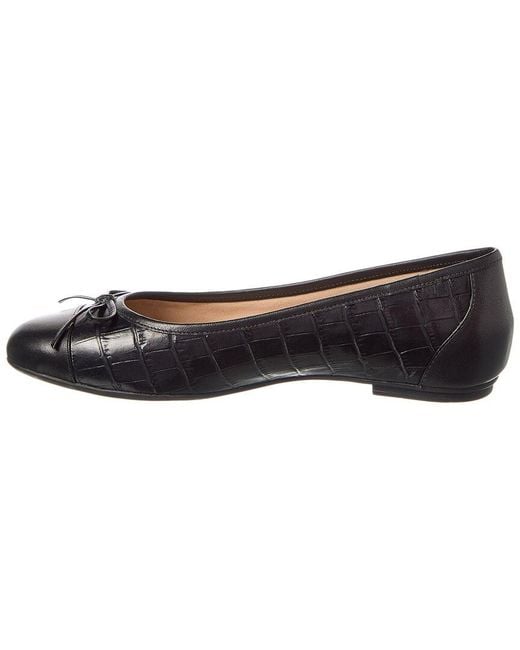 French Sole Blue Cordelia Croc-Embossed Leather Flat