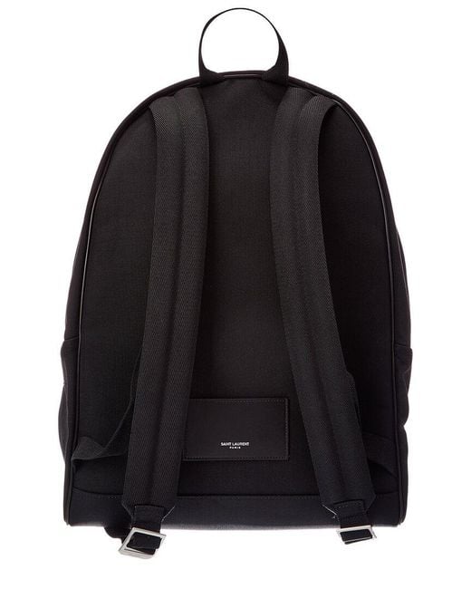 Saint Laurent Black City Canvas & Leather Backpack for men