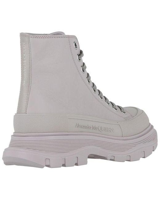 McQueen Gray Tread Slick Leather High-top Sneaker