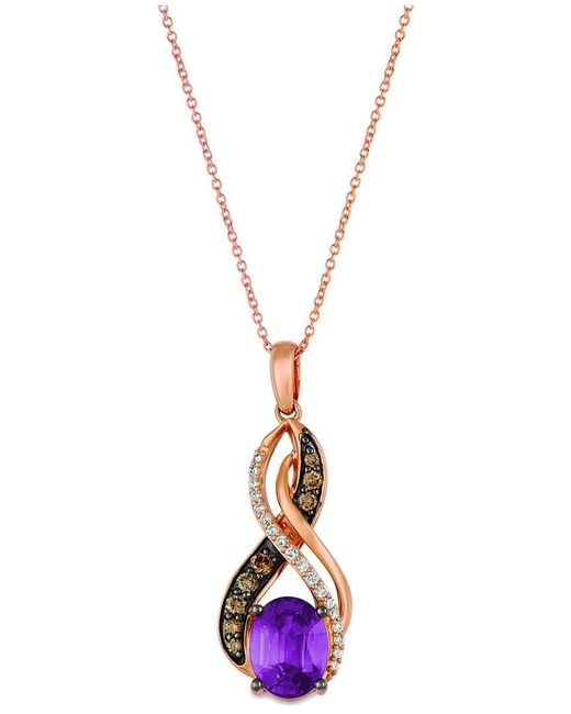 Le Vian Metallic Le Vian 14K 1.76 Ct. Tw. Diamond & Amethyst Pendant Necklace