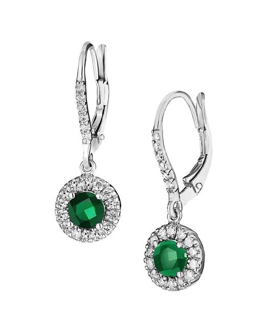 Diana M White Fine Jewelry 14k 1.52 Ct. Tw. Diamond & Emerald Earrings