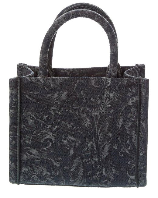 Versace Black Athena Barocco Mini Canvas Tote