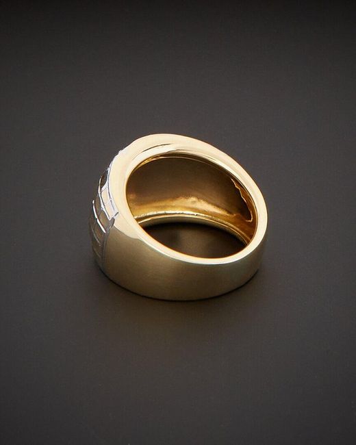 Italian Gold Black 14k Italian Two-tone Gold Cigar Band Ring