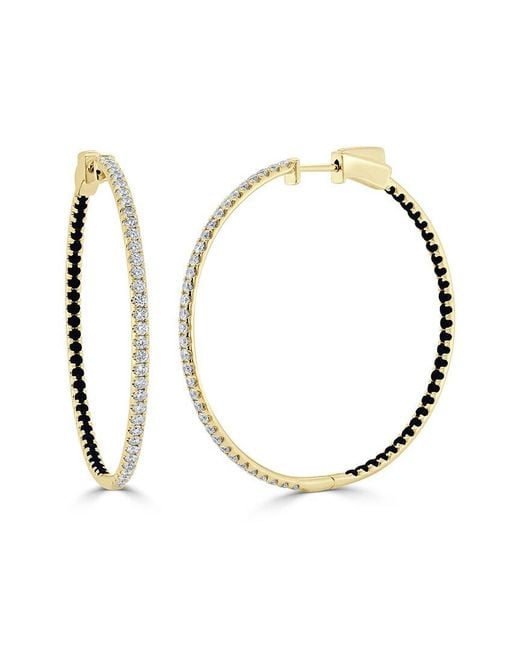 Sabrina Designs Metallic 14k 2.35 Ct. Tw. Diamond & Black Diamonds Half-half Hoops