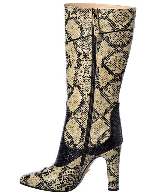 Gucci Natural Snake-Embossed Leather Knee-High Boot