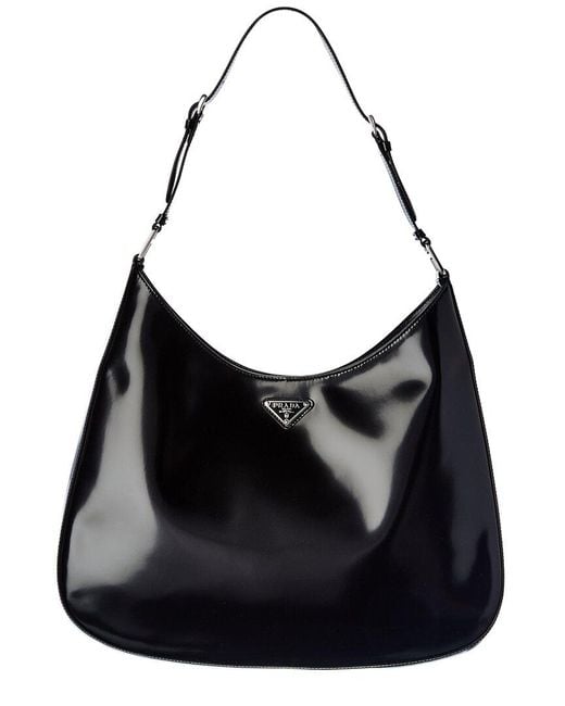Prada Cleo Brushed Leather Shoulder Bag in Black Lyst