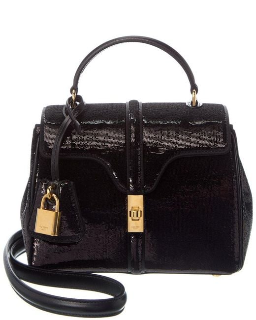 Céline Black 16 Mini Sequin Leather Satchel