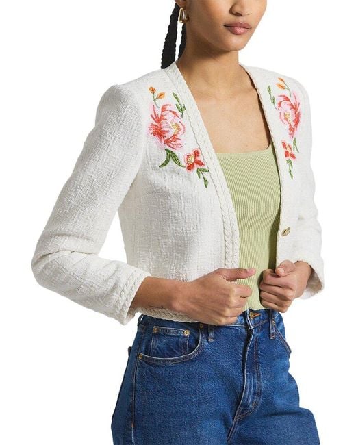 10 Crosby Derek Lam Gray Bayle Embroidered Tweed Jacket
