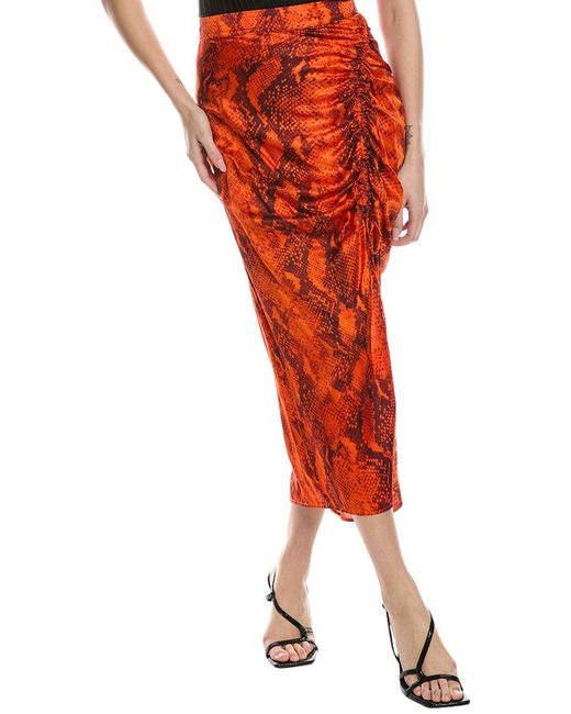 AllSaints Red Carla Tahoe Silk-Blend Midi Skirt