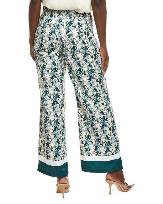 Gracia Blue Floral Print Wide Leg Pant