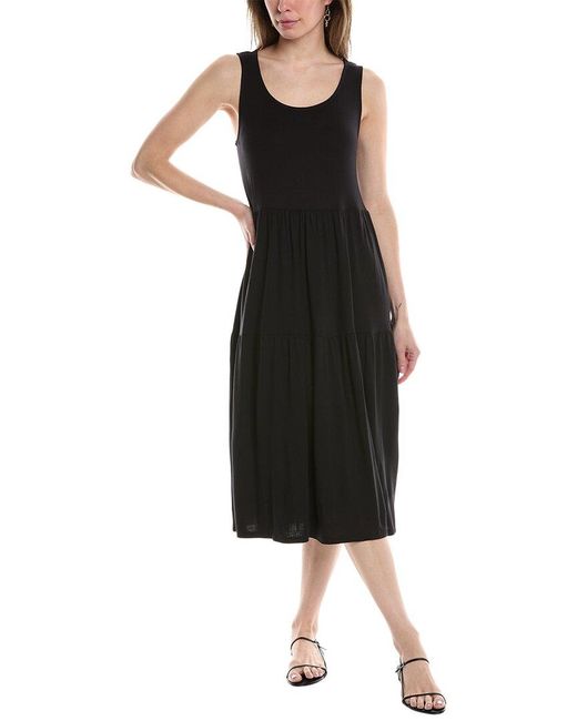 Eileen Fisher Black Tiered Midi Dress