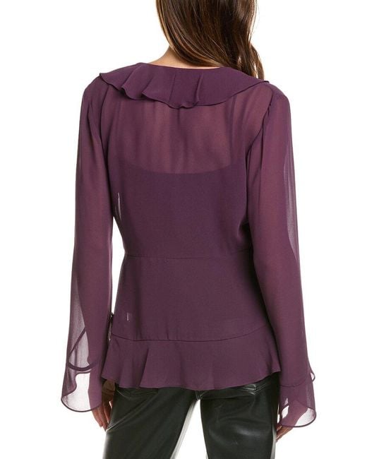 BCBGMAXAZRIA Purple Ruffle Blouse