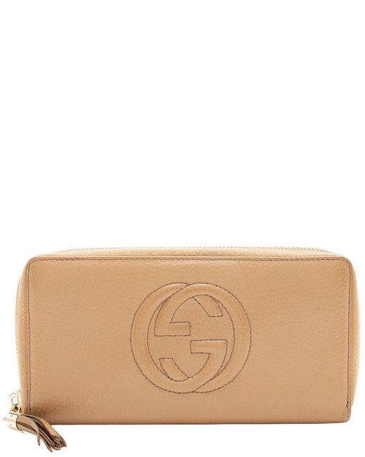 Gucci Natural Beige Leather Soho Zip Around Wallet (authentic Pre-loved)