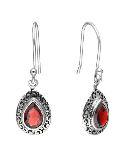 TIRAMISU White Silver 2.00 Ct. Tw. Garnet Earrings