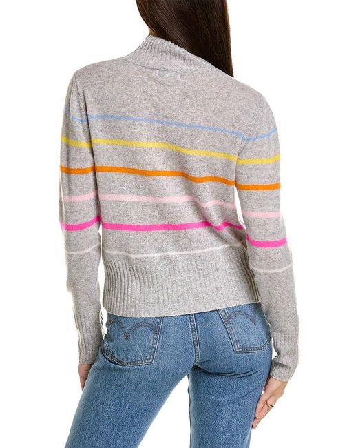 SCOTT & SCOTT LONDON Gray Eloise Stripe Roll Neck Cashmere Sweater