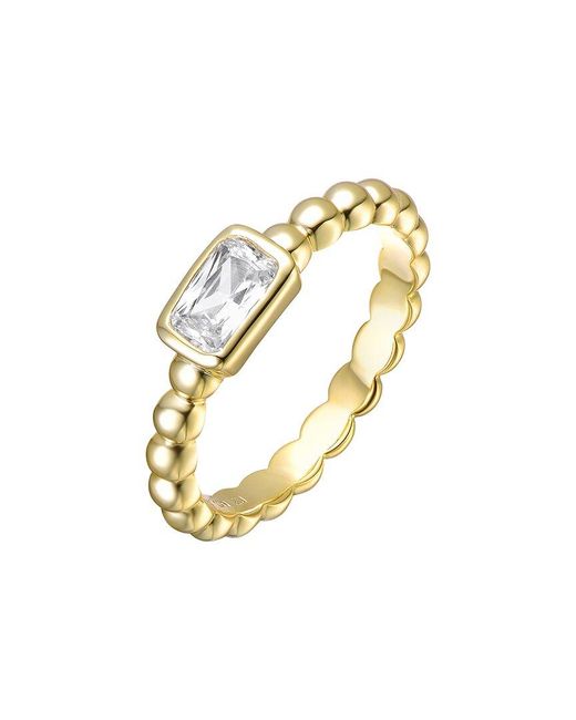 Rachel Glauber Metallic 14K Plated Cz Statement Ring