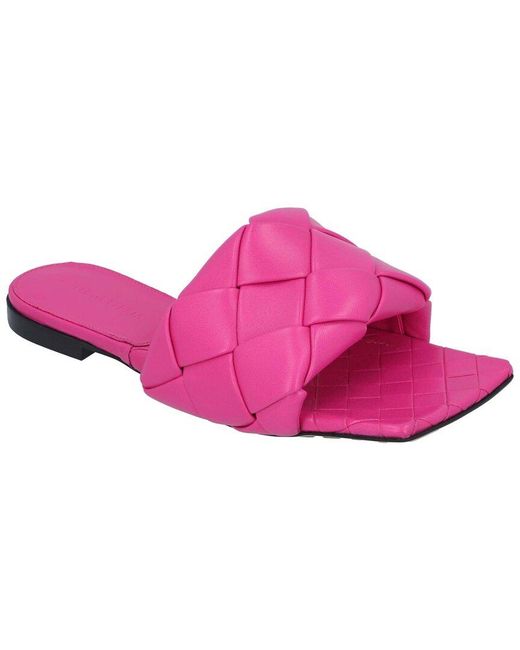 Bottega Veneta Pink Lambskin Leather Lido Flat Sandal, Never Worn (Authentic Pre-Loved)