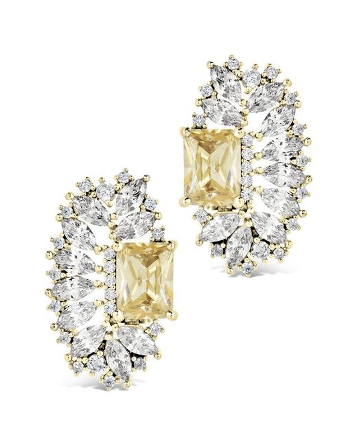 Sterling Forever White 14k Plated Cz Nina Statement Studs