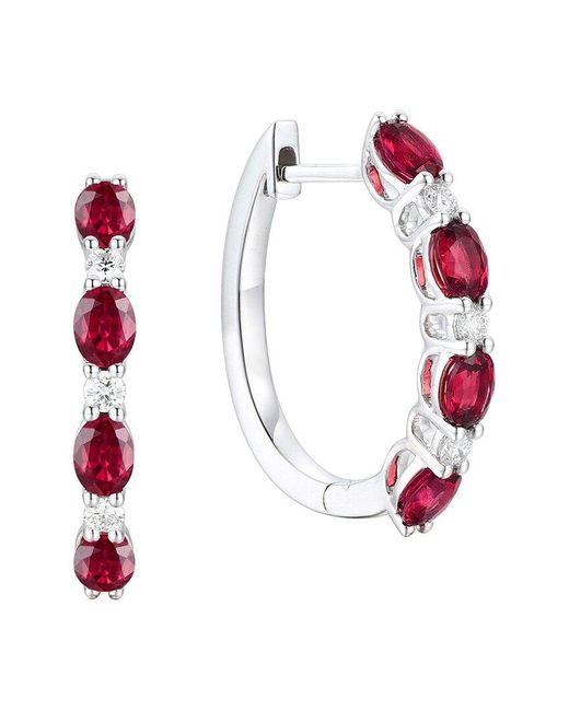 Gregg Ruth Red 18K 2.17 Ct. Tw. Diamond & Ruby Huggie Earring