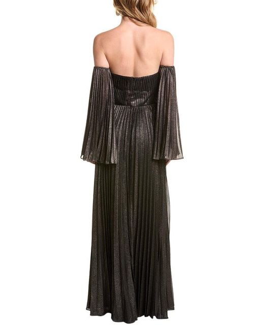 Zac Posen Black Off-the-shoulder Pleated Gown