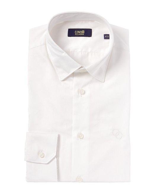 Class Roberto Cavalli White Slim Fit Dress Shirt for men