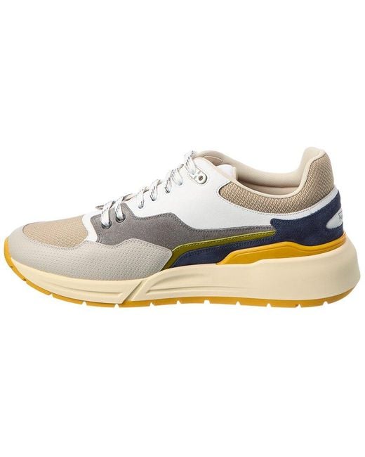 Ferragamo White Mesh & Leather Sneaker for men