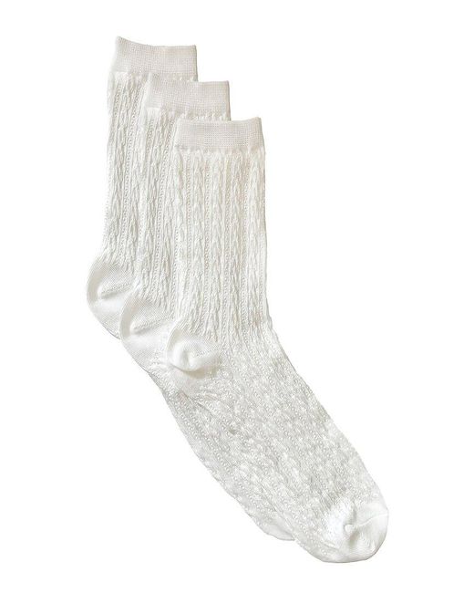 Stems White Set Of 3 Cable Knit Crew Sock