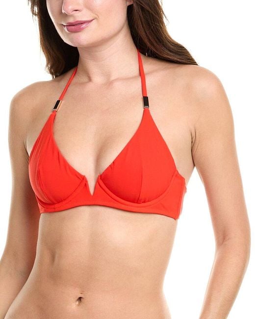 Reiss Red Aubrey Underwire Halter Bikini Top