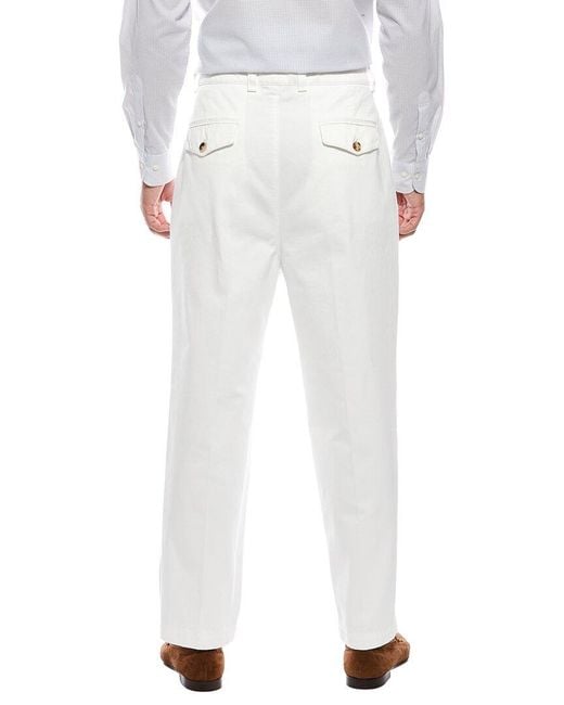 Brunello Cucinelli White Relaxed Fit Trouser for men