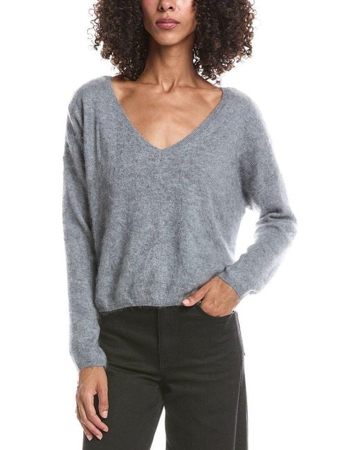 Brodie Cashmere Gray Brushed Rosa Reversible Cashmere Sweater